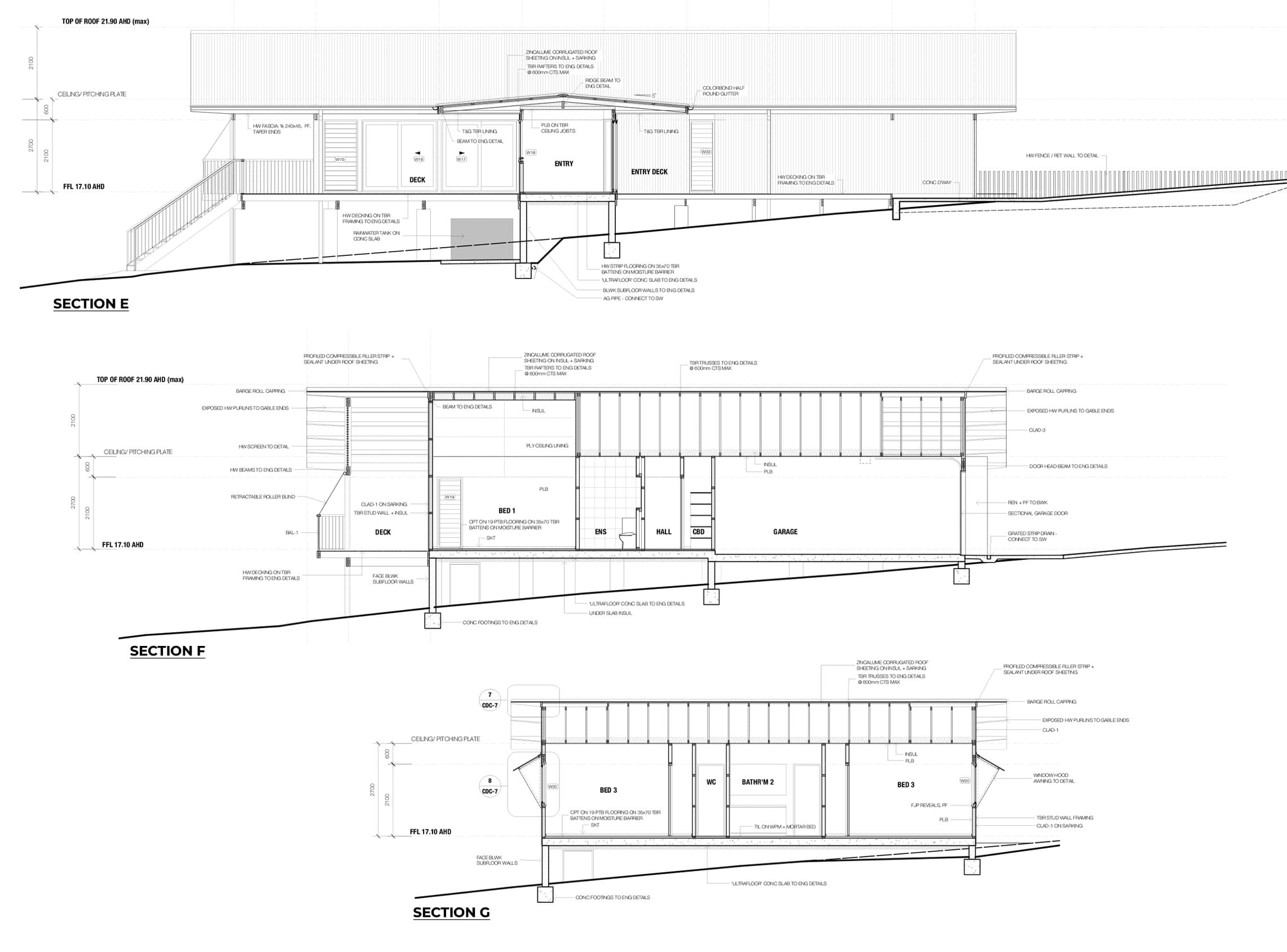 Sections: E, F, G