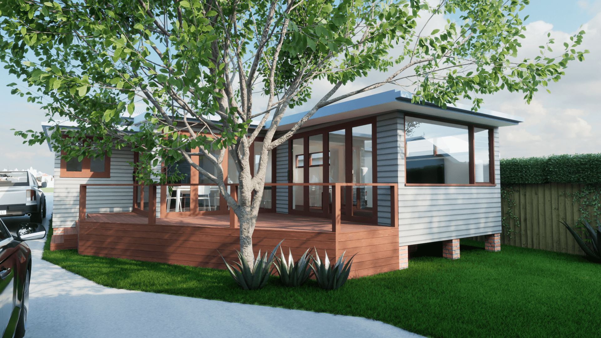 Concept 4 keeps the existing side deck but raises it to internal floor level. Concepts 3 & 4 would retain a deck area suitable for outdoor dining vs the other concepts