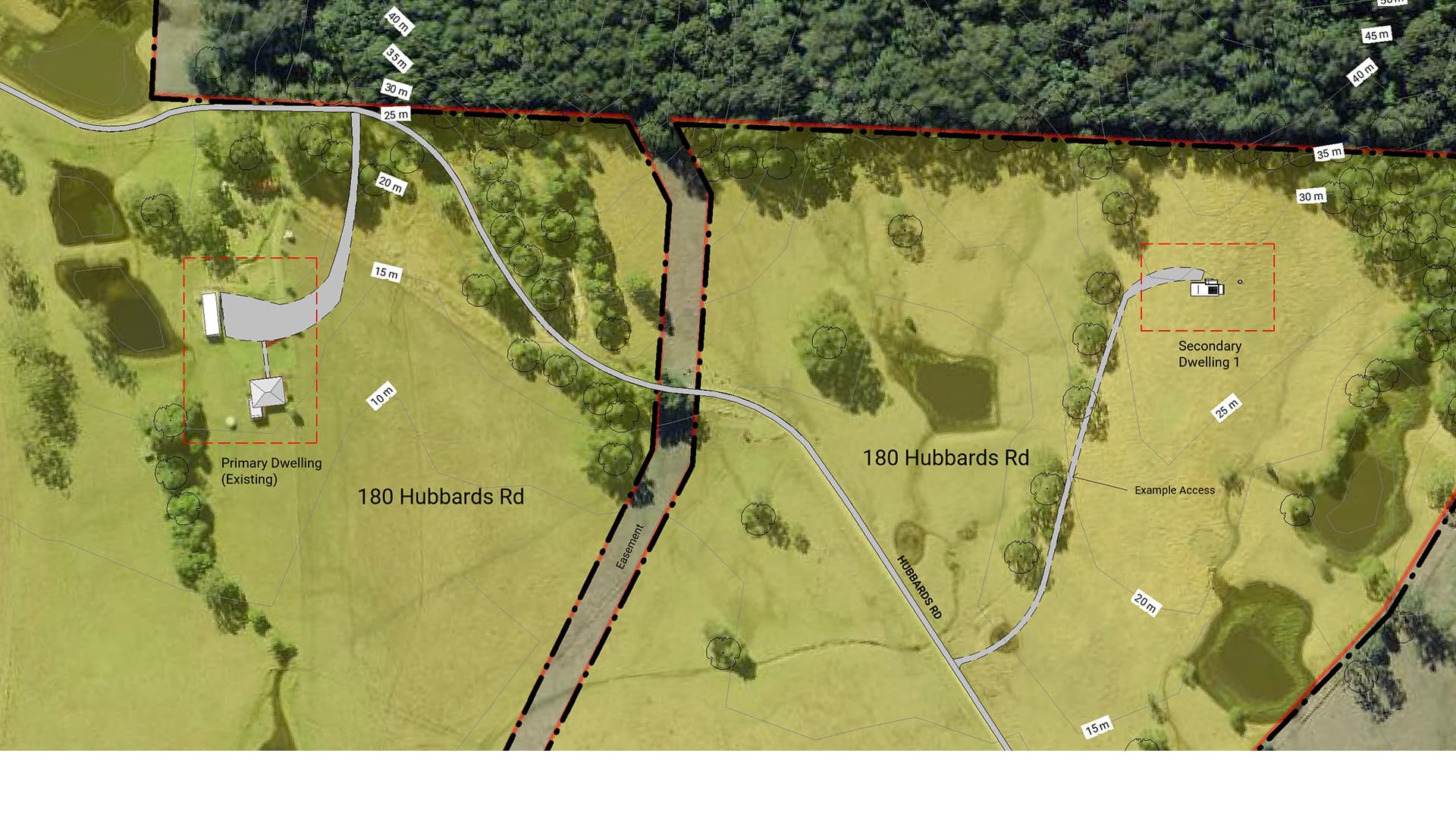 Site Plan 1:2000, Showing the key features of the site.